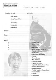 English Worksheet: Studying a film