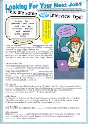 English Worksheet: Looking for your next Job?  Here are some SKYPE Interview Tips!