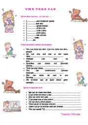 English Worksheet: The verb can