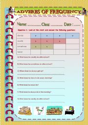 English Worksheet: Adverbs of Frequency and daily routines 