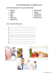 English Worksheet: Healthy Habits worksheet