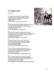 English Worksheet: The Highwayman