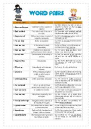English Worksheet: Word pairs