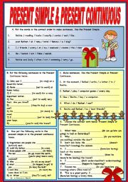 English Worksheet: Present simple vs present continuous