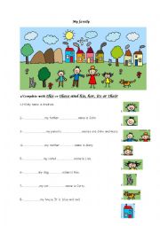 English Worksheet: My family