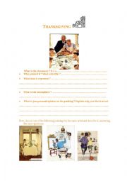 English Worksheet: Norman Rockwell and thanksgiving
