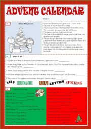 English Worksheet: Advent Calendar - Christmas Activities