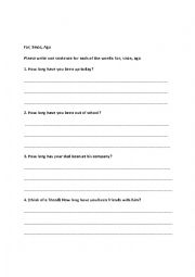 English Worksheet: For, Since, Ago & Used to vs. Used to
