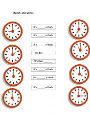 Match and write: The Time (oclock)