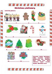 English Worksheet: Chrismas pictionary-label the pictures