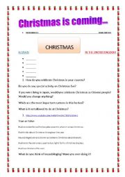 English Worksheet: Christmas is coming...