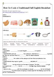 English Worksheet: How To Cook A Traditional Full English Breakfast 