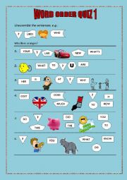 English Worksheet: Word order quiz 1