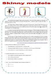 English Worksheet: SKINNY MODELS - FASHION INDUSTRY