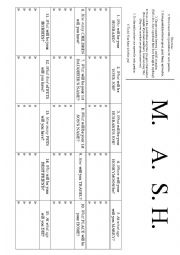 English Worksheet: MASH - find out your future!