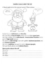 English Worksheet: Santa Claus and an elf