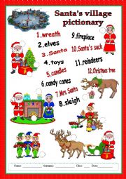 English Worksheet: Santas village pictionary