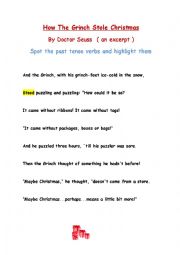 English Worksheet: The Grinch - past tense 