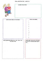 English Worksheet: written test for elementary adults