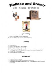 English Worksheet: Wallace and Gromit The Wrong Trousers