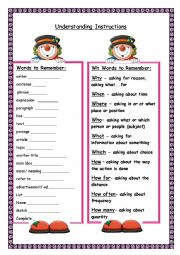 English Worksheet: understanding instructions