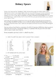 English Worksheet: Britney Jean Spears