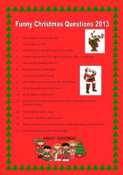 English Worksheet: Funny Christmas Questions