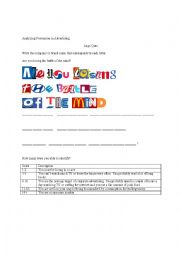 English Worksheet: Are You Losing the Battle of the Mind