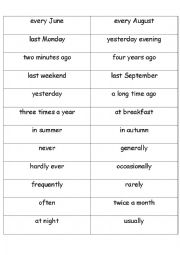 English Worksheet: time adverbials