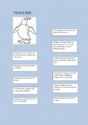 English Worksheet: Animal facts: penguins