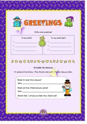 English Worksheet: Greetings