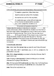 English Worksheet: Remedial work for 9th form