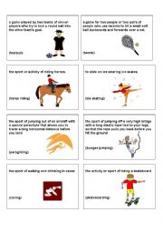 English Worksheet: Guess the sport (20 cards)