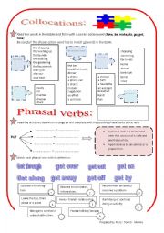 English Worksheet: examples of collocations and phrasal verbs 