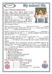 English Worksheet: My School Life