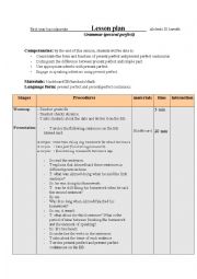 English Worksheet: lesson plan present perfect and present perfect continuous