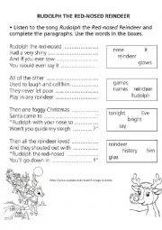 English Worksheet: Rudolph the red-nosed reindeer