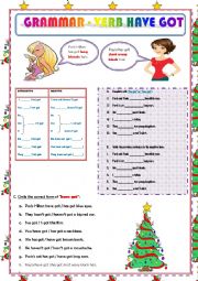 English Worksheet: VERB HAVE GOT - PRESENT SIMPLE - AFFIRMATIVE AND NEGATIVE