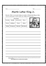 English Worksheet: Martin Luther King Jr. Writing Prompt