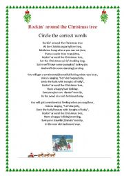 English Worksheet: Rockin around the Christmas Tree _ song