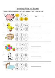 English Worksheet: Breaking words into sounds