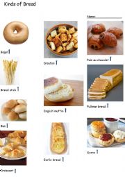 English Worksheet: Kinds of Bread