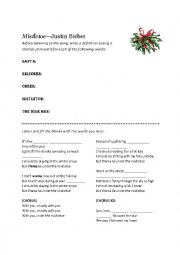 English Worksheet: Mistletoe--Justin Bieber