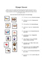 English Worksheet: Olympic Mascots