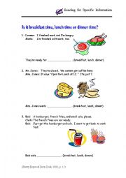 English Worksheet: Reading for specific information