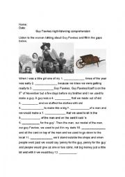 English Worksheet: Bonfire night