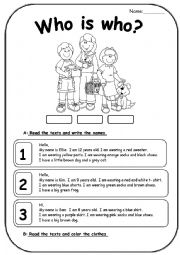 English Worksheet: reading comprehension with clothes (2 pages)