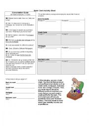 English Worksheet: Bank Client speaking activity