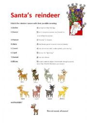 English Worksheet: Santas reindeer