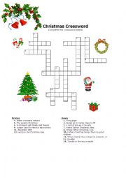 English Worksheet: Christmas Crossword